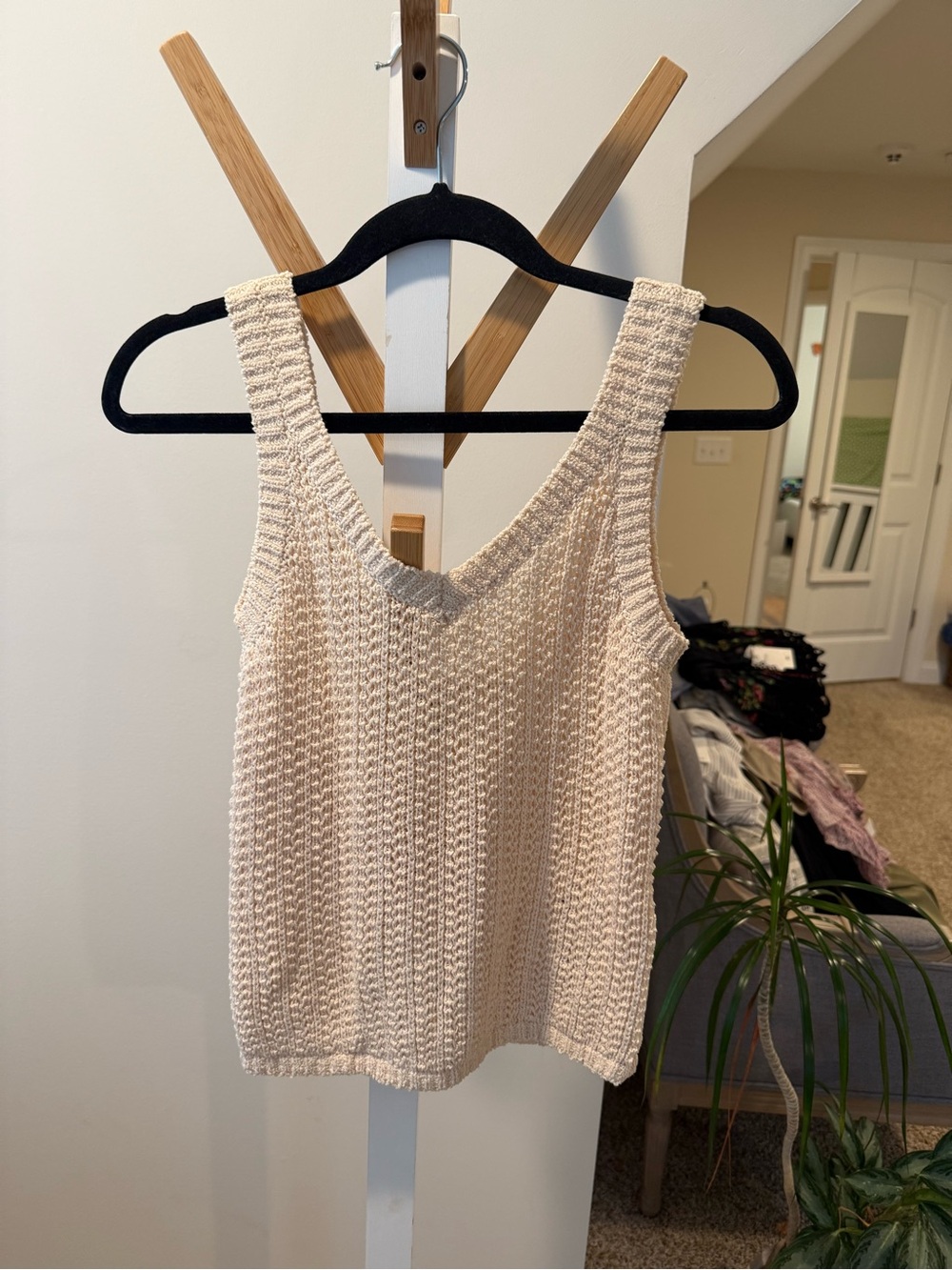 MaxMara Cream Knit V-Neck Tank